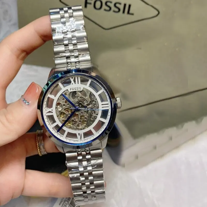 Fossil Townsman Automatic Skeleton Dial Silver Men's Watch- ME3044